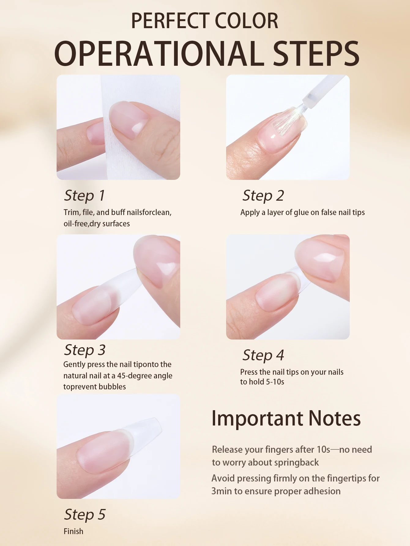 PERFEKTE FARBE 15 ml Nagelkleber zum Aufdrücken der Nägel, starke Nagelspitzen, zum Aufbürsten, langanhaltender Klebstoff, keine Heilung – Detail 9