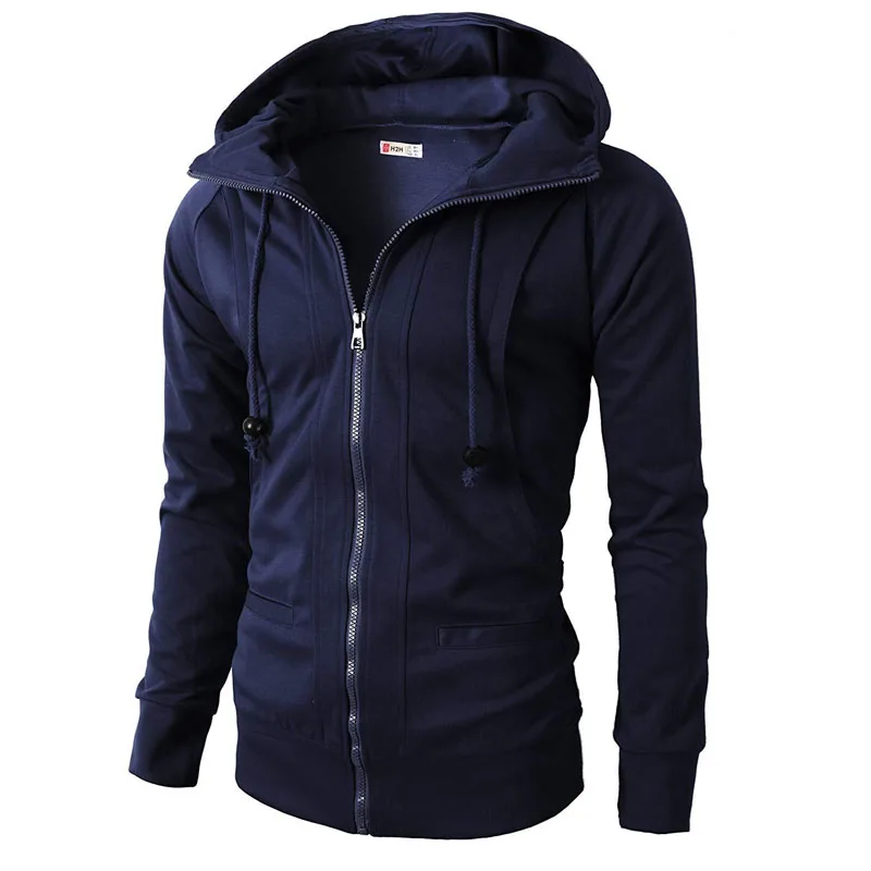 Sudadera informal con capucha para hombre, chaqueta deportiva con cremallera para Fitness, ropa de abrigo de Color sólido para primavera, MY042, 2023