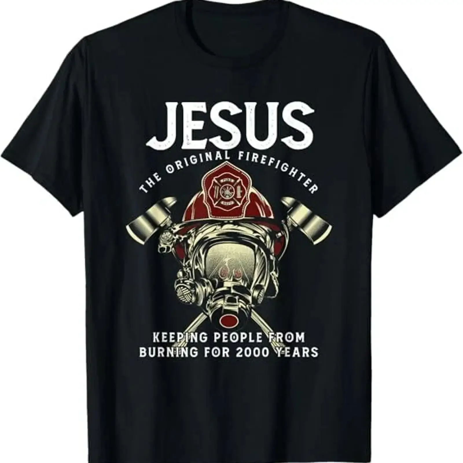 NEW Jesus Firefighter Fire Department Fireman Firetruck Rescue T Shirt S 3XL vintage Washed fashion Top For Everyday Wear