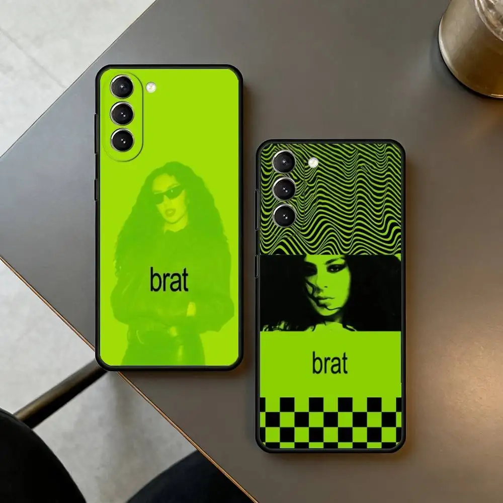 C-Charli XCX Brat  Phone Case Black Silicone Soft For Samsung S26,S25,S24,S23,S22,S21,S30,Ultra,Plus,Fe,Lite