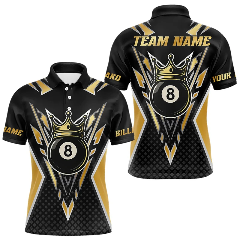 

Fashion New Custom Name 3D Printed Billiards Polo Shirt Breathable Sports Quick Dry Team Tops Casual Loose Oversize Lapel Shirts