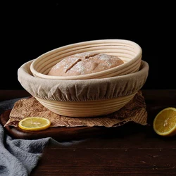 SHENHONG Round Banneton Natural Rattan Dough Fermentation Basket Bread Proofing Baskets With Liners for Home Professional Bakers