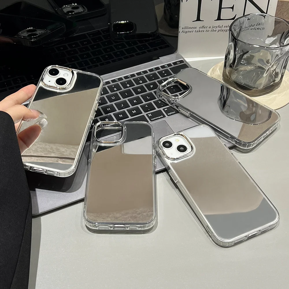 Luxury Acrylic Makeup Mirror Phone Case For iPhone 17 Pro Max 16 15 14 13 12 11 18 Pro Max 16 Plus Plating Shockproof Cover