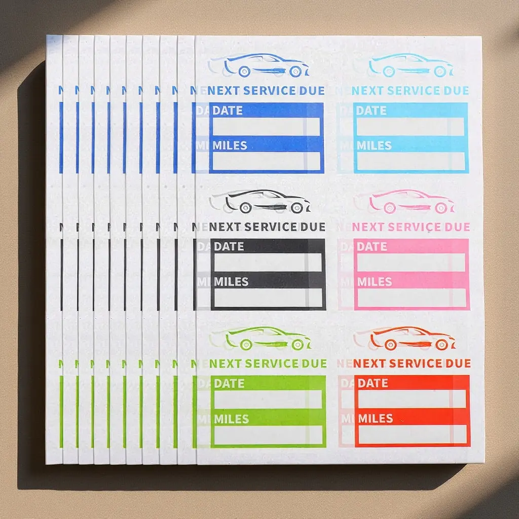 

10 Sheets Static Cling Oil Change Stickers Service Due Labels Writable Waterproof Pet for Vehicle Maintenance Cars Motorcycles