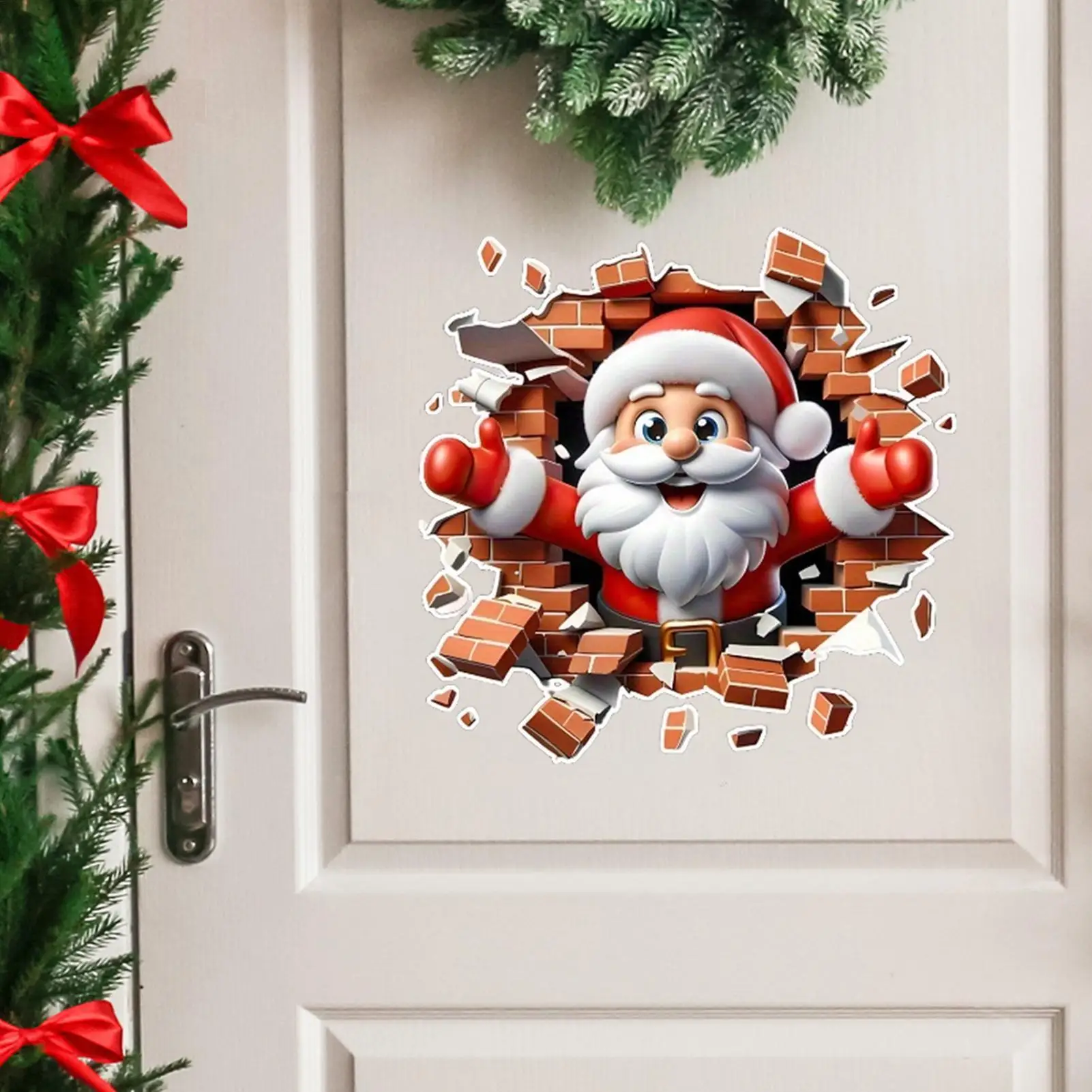Santa Claus 3D Wall Stickers Removable Self-Adhesive Christmas Decals for Living Room, Bedroom, Bathroom, Party, Office, Window