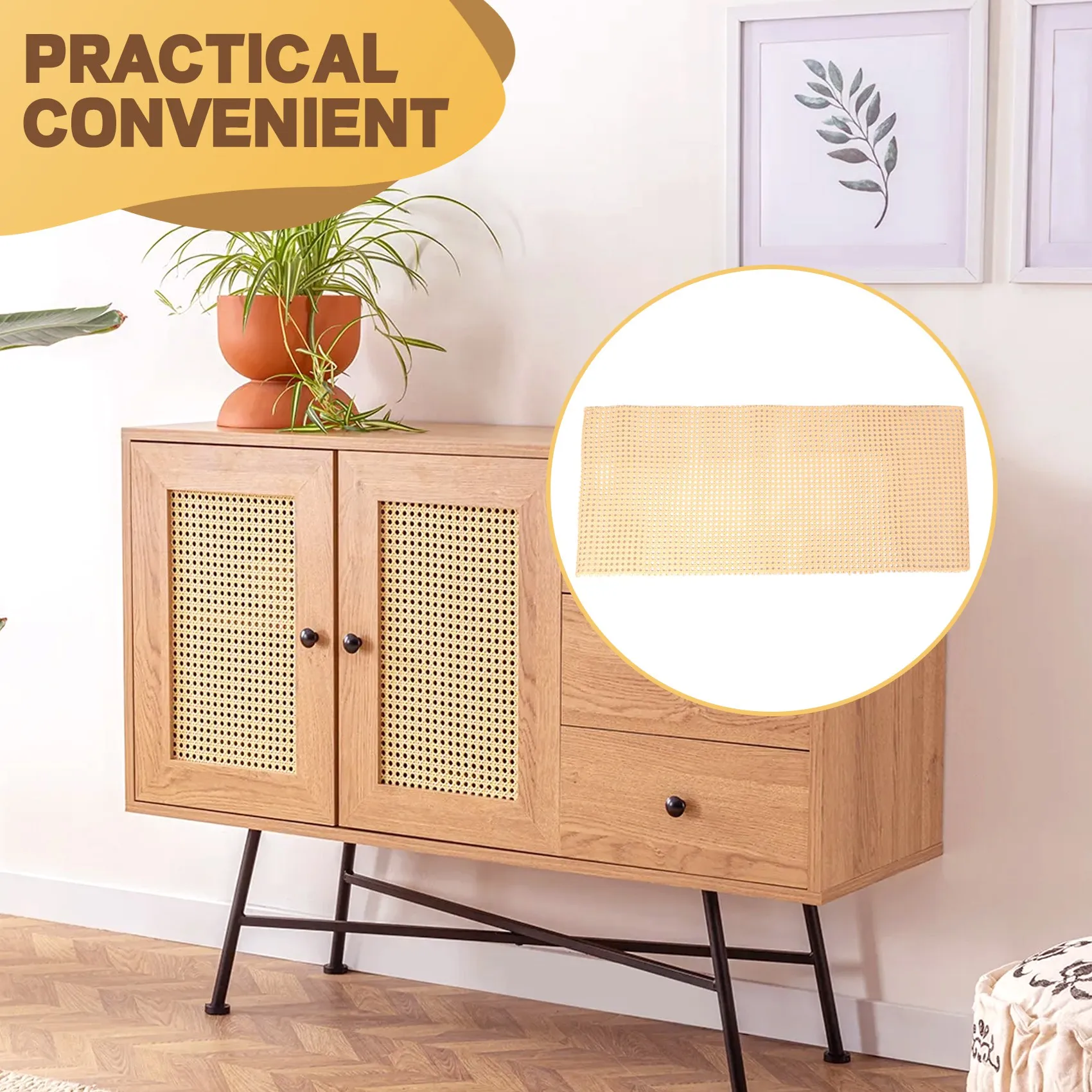J1UL1N Versatile 16-Inch Rattan Webbing Rolls, 40-Inches Long, Suitable For Ceiling And Furniture Enhancements