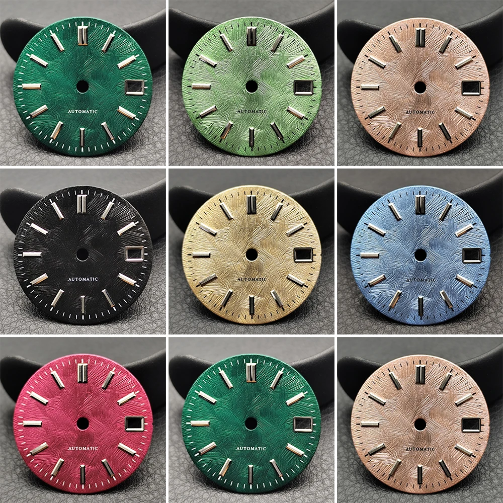 28.6mm Textured Watch Dial No Luminous Custom Logo Fit NH35 NH36 Automatic Movement Single Calendar Watch Mod Replacement Parts