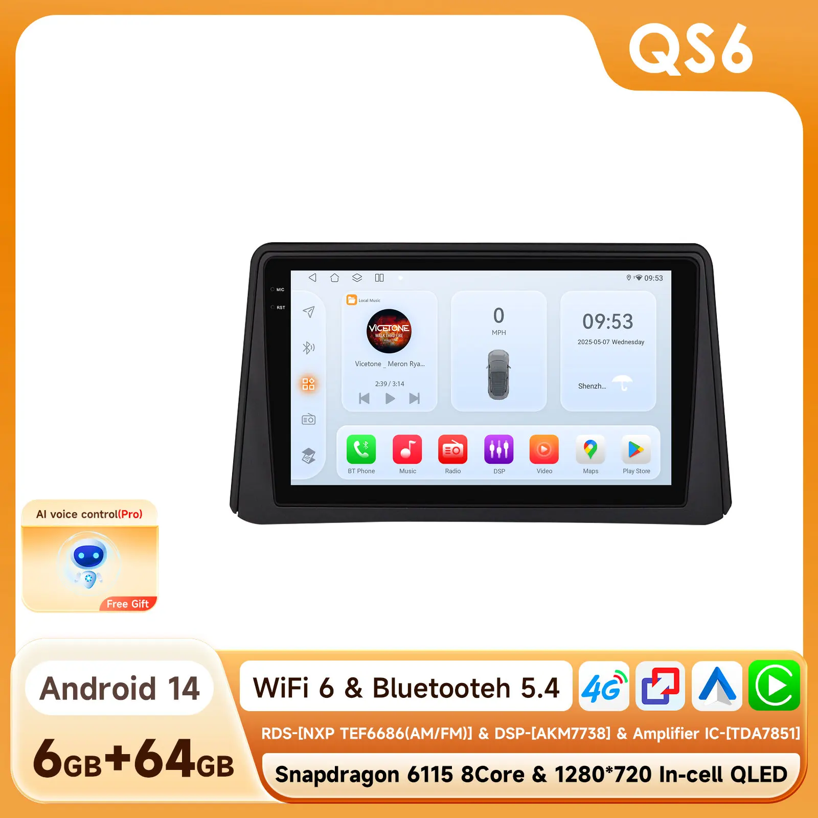 8G 128G 2Din Android 14 Autoradio Multimedia Speler voor Opel Mokka 2012 2013 2014 2015 2016 Autoradio GPS Navi Wifi Audio Stereo
