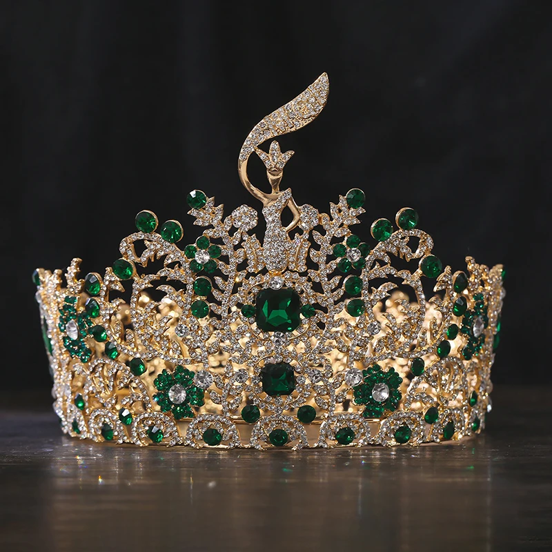 Barocke große Diadem Brautkrone Festzug Fräulein Tiaras Kopfschmuck Braut Hochzeitskleid Haarschmuck Zubehör