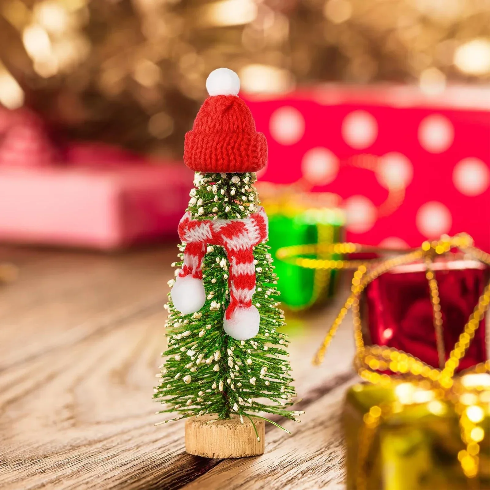 Mini Christmas Hat and Scarf Red Wine Bottle DIY Christmas Decoration Doll Decoration Accessories Bottle Cat and Dog Decoration