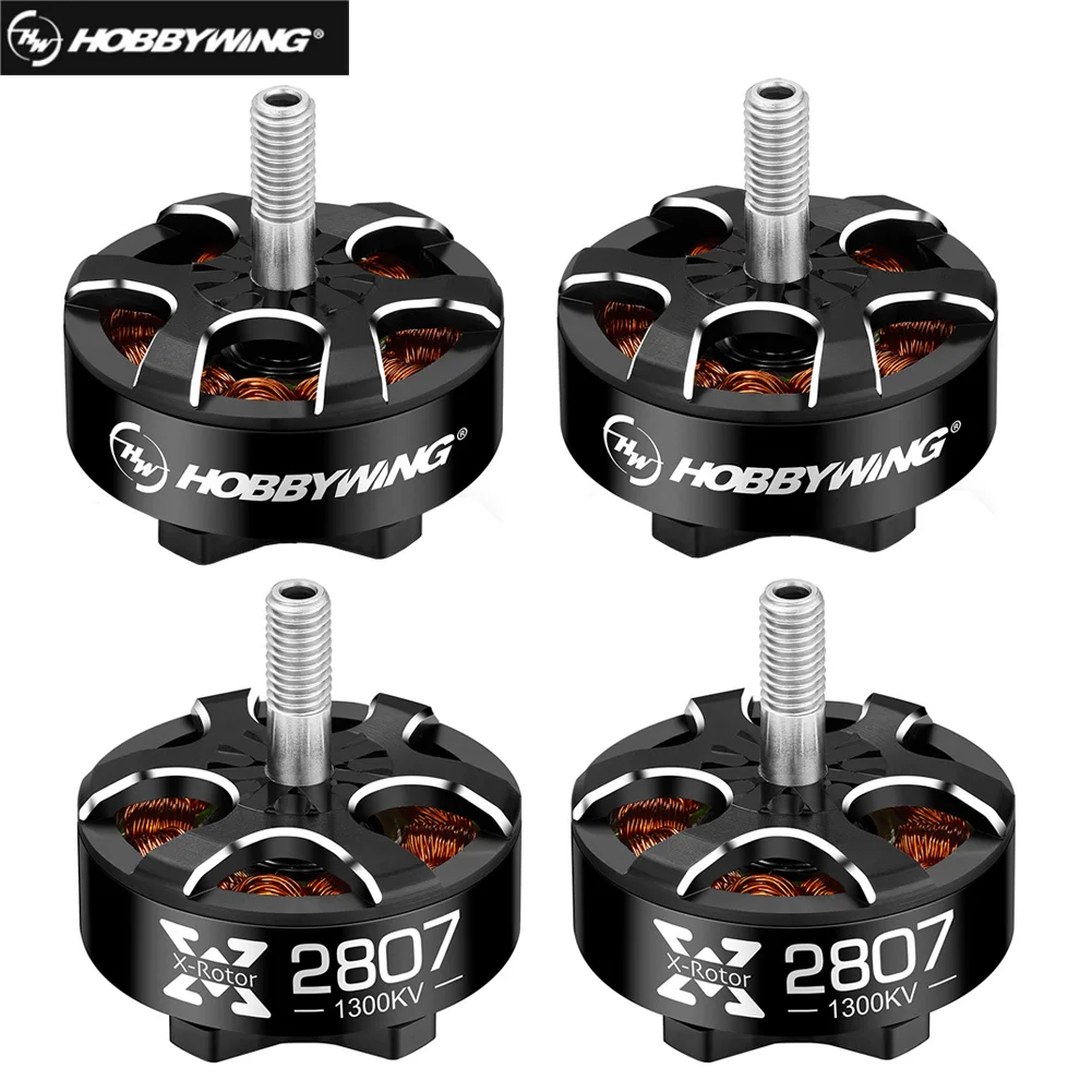 4 pcs HOBBYWING Xrotor 2807/2812 900/1100/1300KV 4-6S 1500KV 4-5S / 1700KV 3-4S black Brushless Motors for FPV Racing Drone