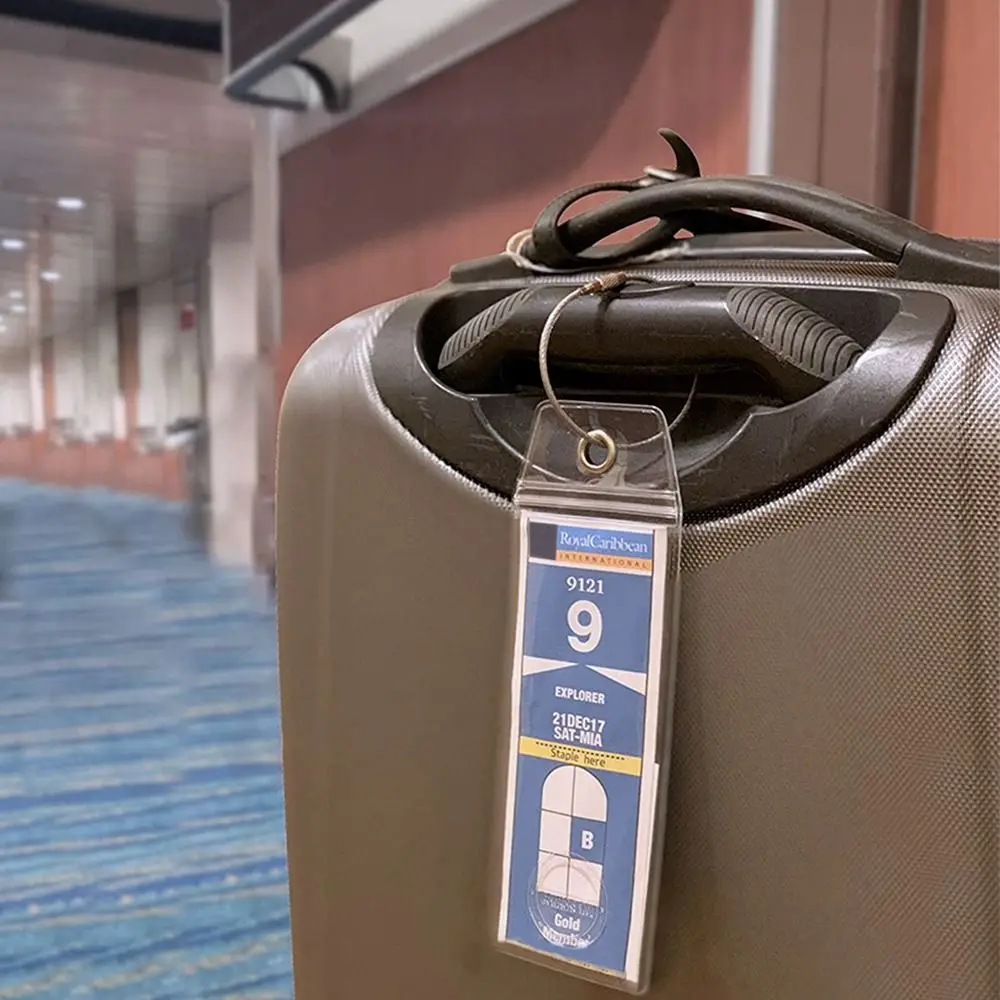 For Travel Reusable Suitcase Baggage Labels with Steel Loops Cruise Luggage Travel Luggage Tags Suitcase Tag Label Holder
