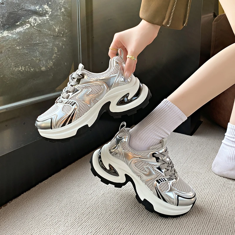 

Thick-soled, Color-blocked, Fashionable, Versatile, Comfortable, Anti-slip, Breathable, Sporty and Casual Women's Single Shoes
