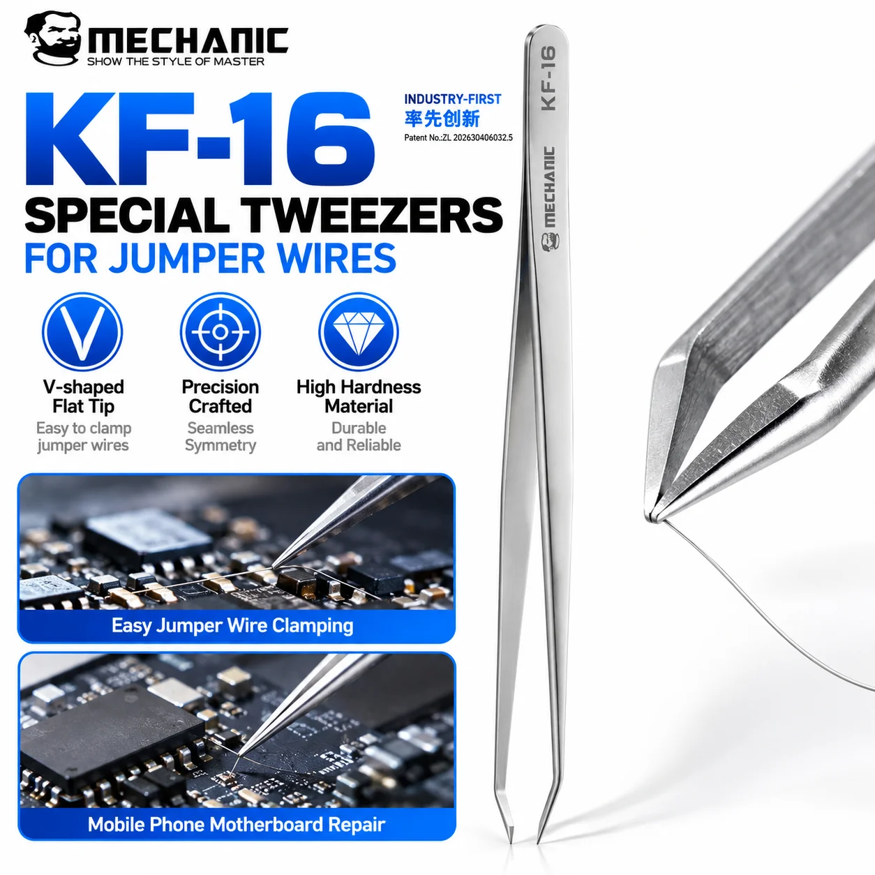 pincas-de-precisao-mechanic-kf-16-com-ponta-em-forma-de-v-nao-magneticas-e-antiestaticas-para-reparacao-de-soldagem-de-fios-de-ligacao-em-placas-de-circuito-impresso-pcb-de-telemoveis