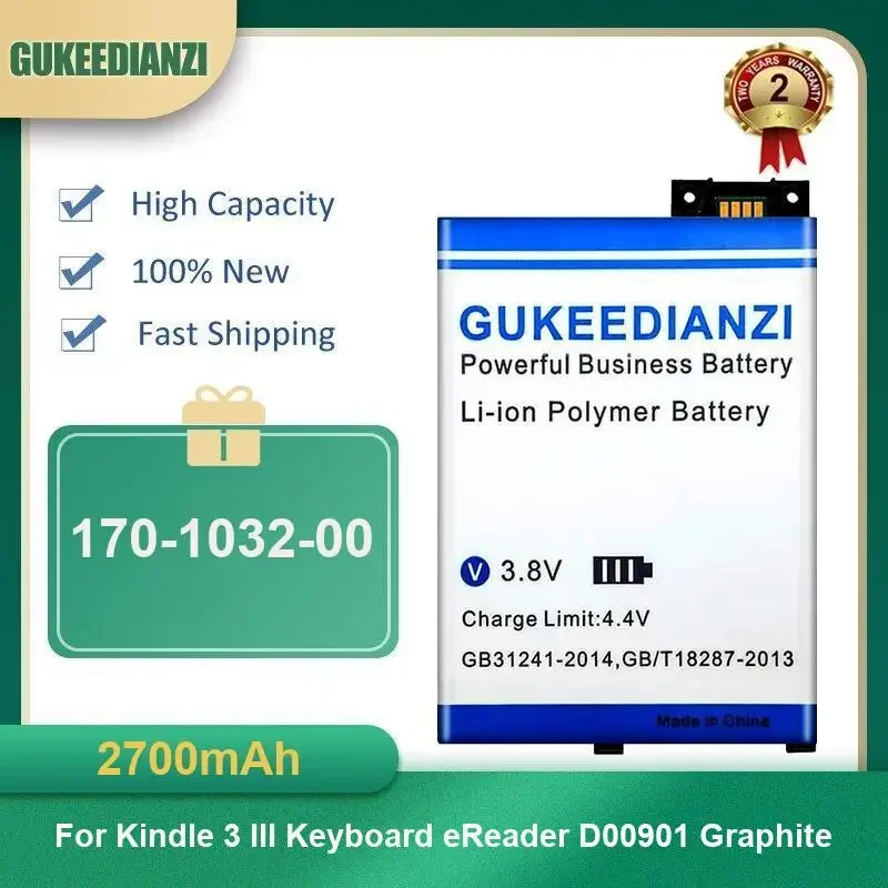 

2700mAh 170-1032-00 Tablet Battery For Kindle 3 III Keyboard eReader D00901 Graphite High Capacity