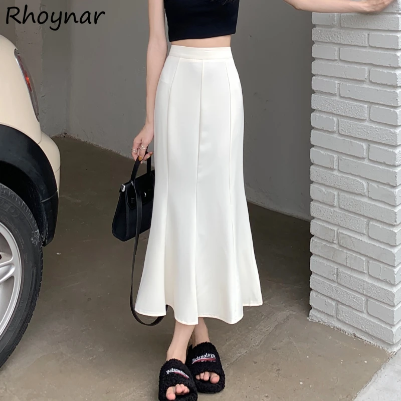 

Trumpet Sexy Skirts Women Midi Temper Solid Streetwear High Waisted Faldas Korean Style Aesthetic Lady Vintage Dating Feminino