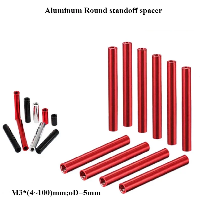 

10pcs Aluminum spacer column M3*4-100mm aluminum standoffs round spacers Model spacing screw posts for RC Parts