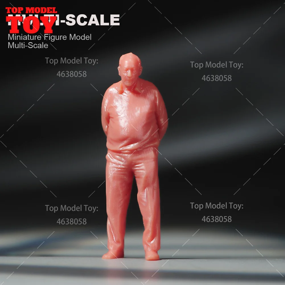 Painted Miniatures 1/64 1/43 1/87 Big Belly White Haired Old Man Male Scene Figure Dolls Unpainted Model For Cars Vehicles Toy