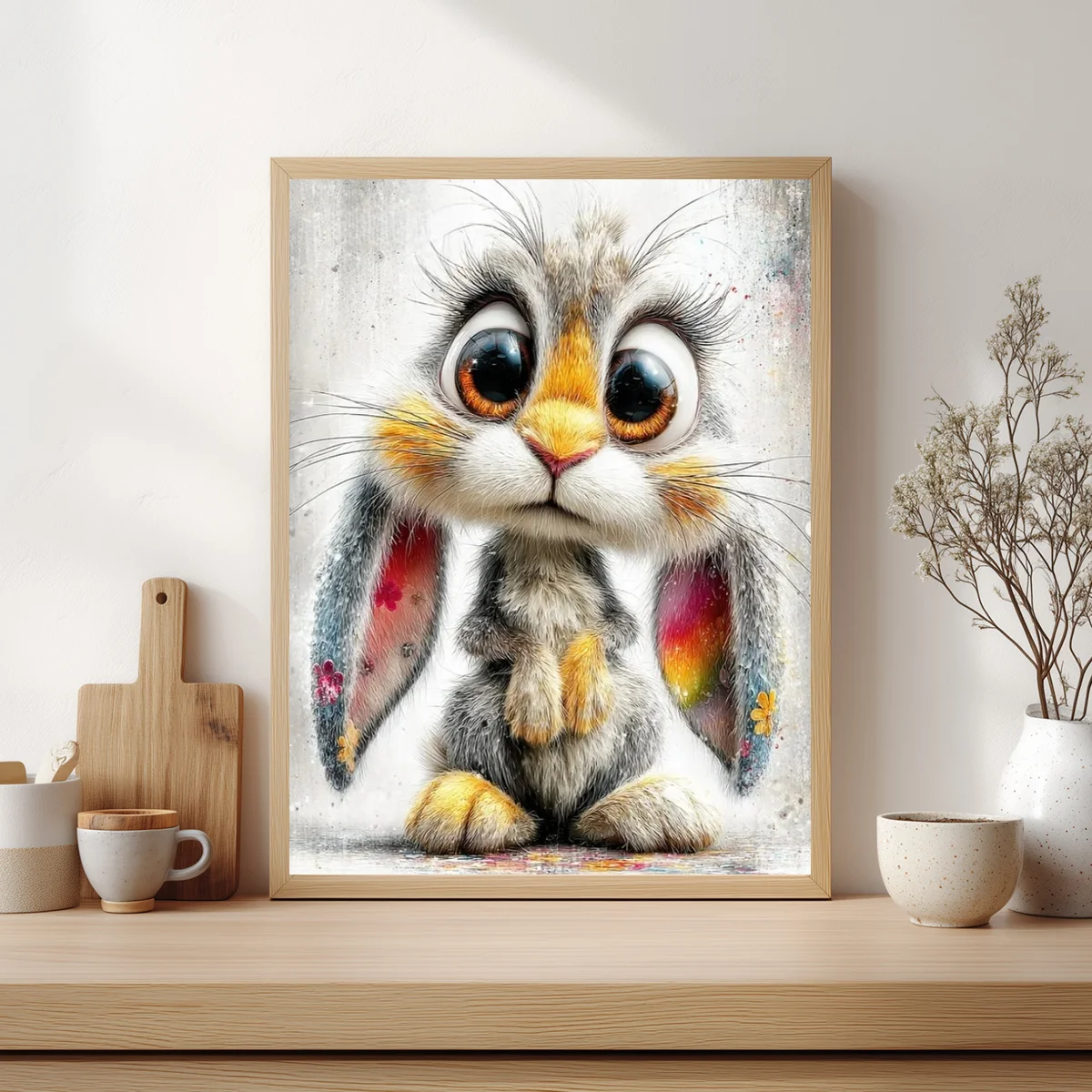 1 Stück 30x40cm/11,8x15,7 Zoll, 11Ct/14Ct Kreuzstich-Set, DIY Valentinstagsgeschenk, Stickerei-Set für Festlichkeiten, Großäugiger Hase – Detail 2