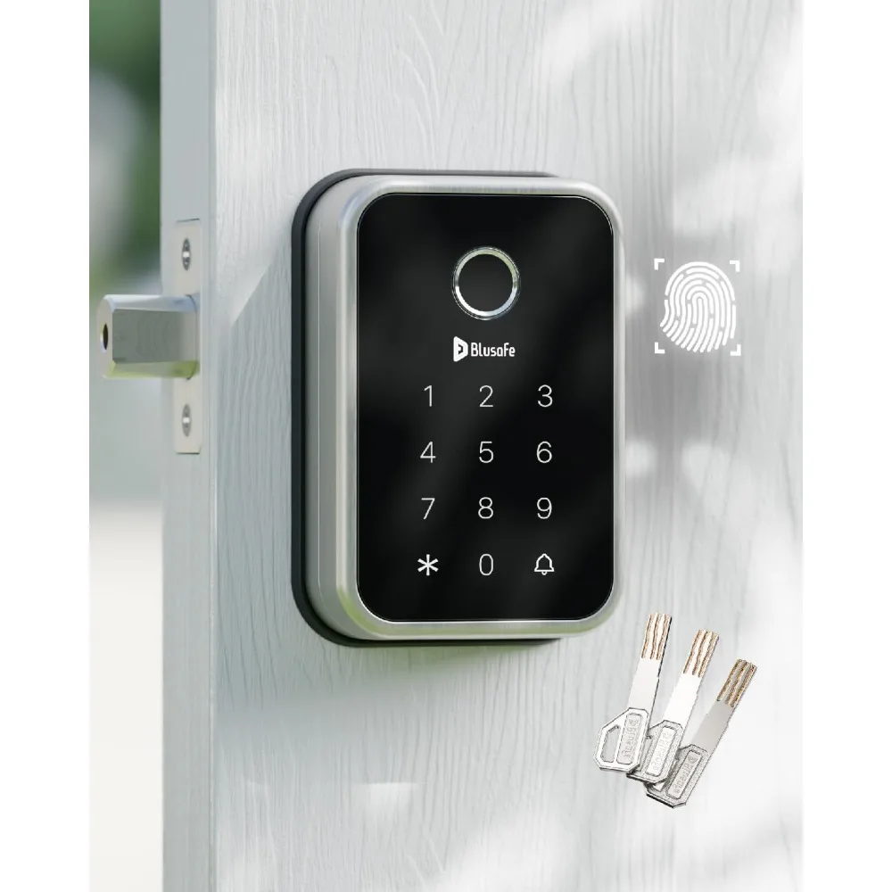 Smart Lock Fingerprint Door Deadbolt Lock 4-in-1 Entry Door Locks Smart (Cloud Brushed Nickel)