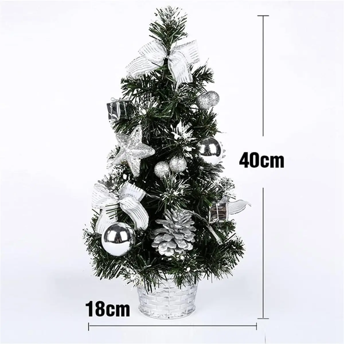 Mini Christmas Tree with Lights, 40cm Lovely Artificial Desktop Battery Operated Lighting Small Christmas Tree Red