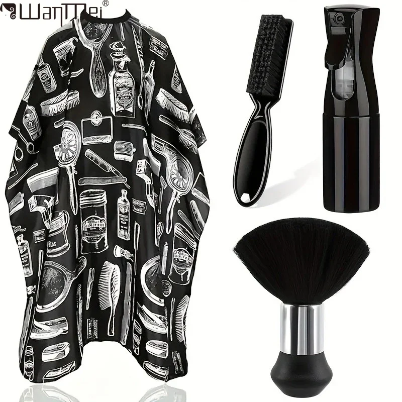 

WANMEI комплект из 4 предметов, профессиональная водонепроницаемая парикмахерская шаль, набор нагрудников, нейлоновый парикмахерский салон, инструменты для укладки волос