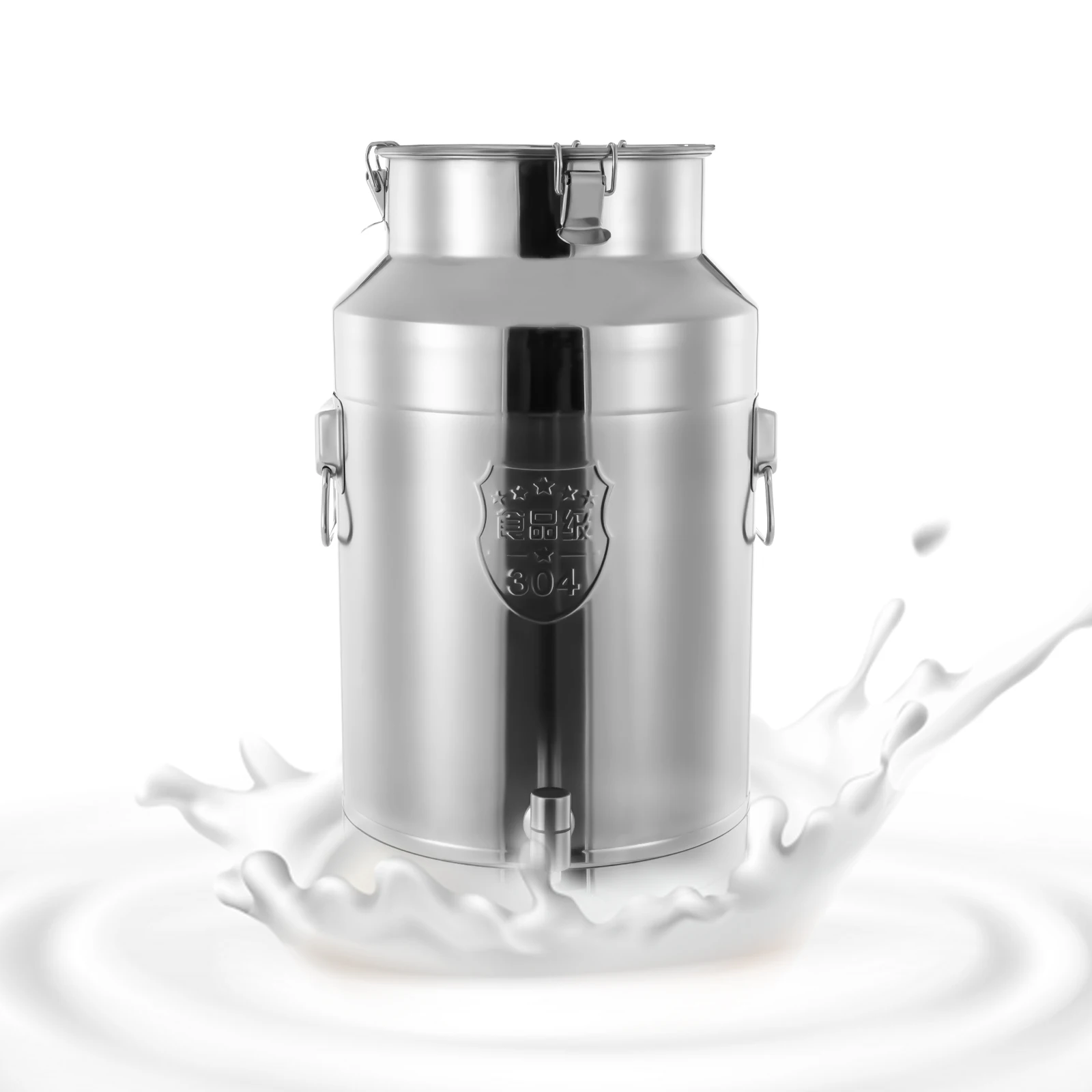 

304 Stainless Steel Milk Can with Spigot - 35 Liter Water Beverage Dispenser Pail for Milk, Wine, Oil
