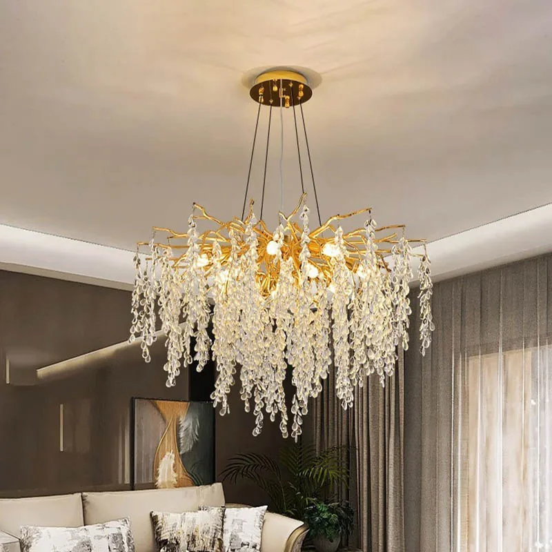 

Modern creative crystal restaurant chandelier, Nordic designer bedroom, living room decoration, kitchen lighting LED fixtures