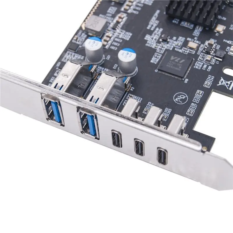 PCI-E To Type-C Expansion Card PCIE To USB3.2 2A+3C+Type E+IDC 10Gbps USB3.2 GEN2 For Desktop Win7/8/10/11
