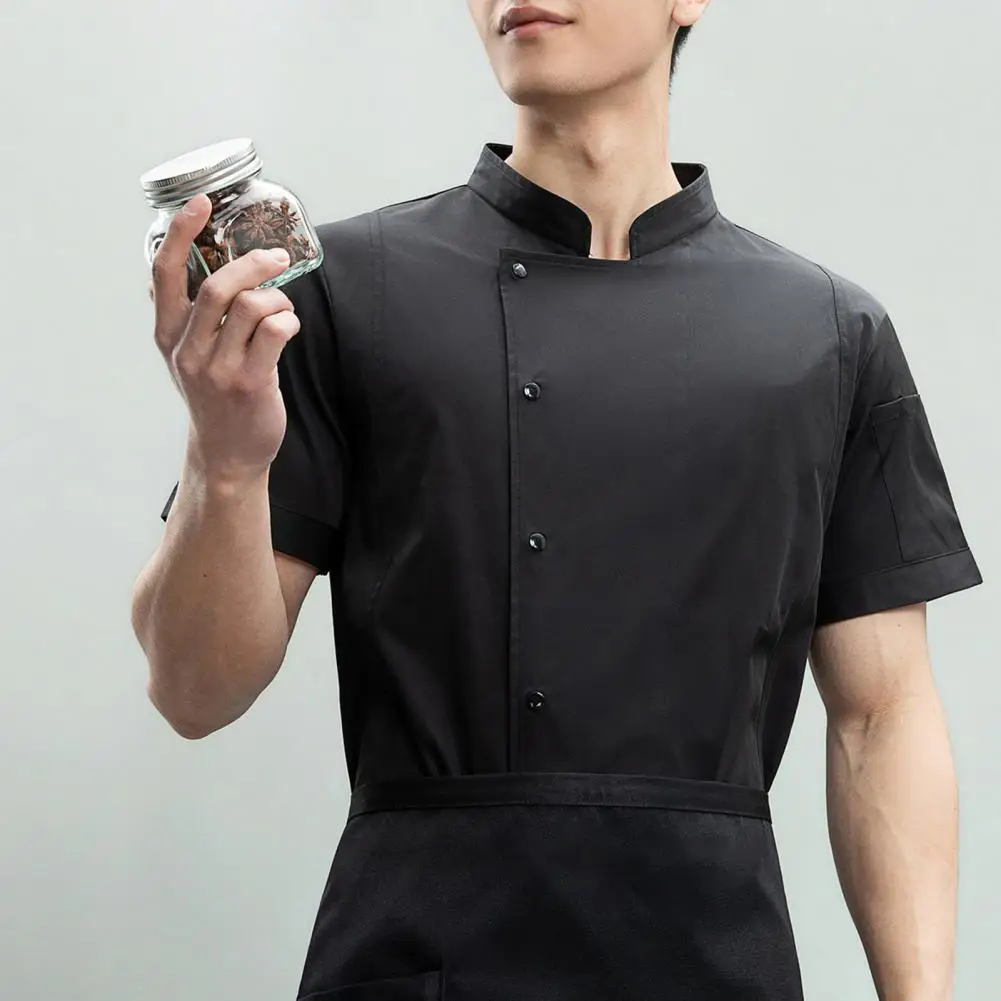 

High End Chef Workwear Men Short Sleeved Hotel Kitchen Cooking Jacket Personalized Printed Pattern Chef Head Breathable Mesh Top