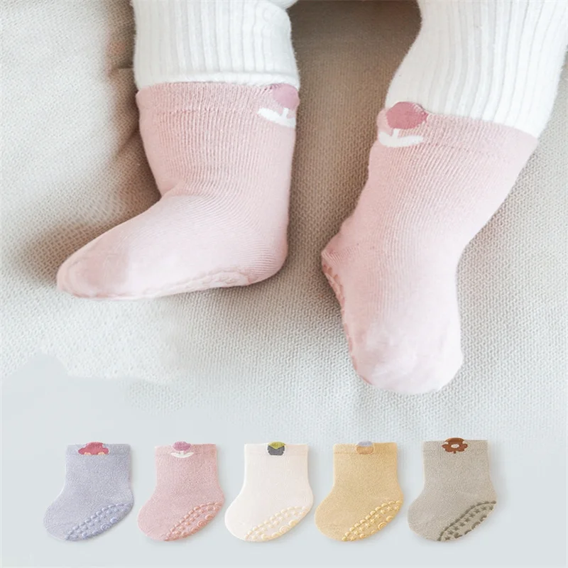 0-5Year 3pairs Baby socks Autumn and winter new combed cotton breathable candy colored children's socks Boneless newborn socks