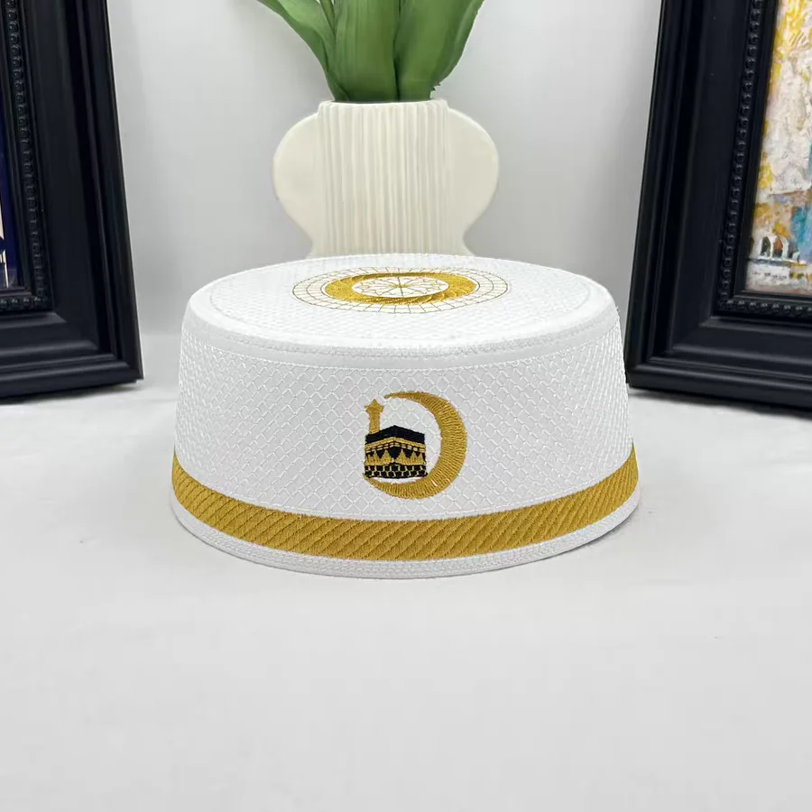 Free Shipping Muslim Caps For Men Clothing Prayer Hat Islamic Embroidery Kufi Tax Products Kippa Turkish Modern Polyester 03551