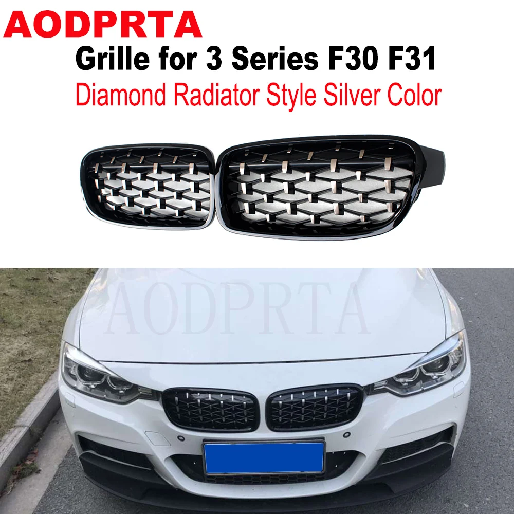 

Silver Diamond Radiator Style Front Bumper Mesh Hood Grille Grill for BMW 3 Series F30 F312012-2018 316i 318i