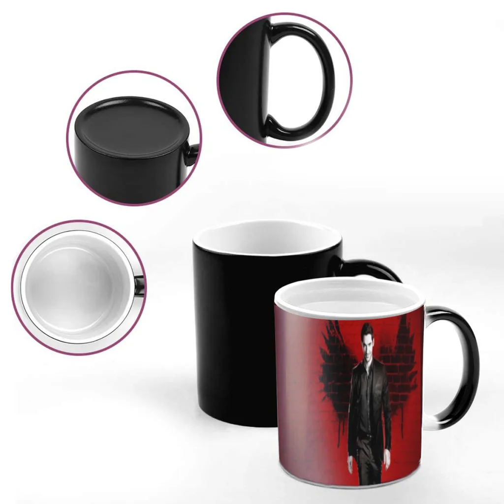 Lucifer Morningstar Crime Tom Ellis Color Changing Cup Mug Magic Heat Sensitive Coffee Mugs Tea Cups Surprised Gift