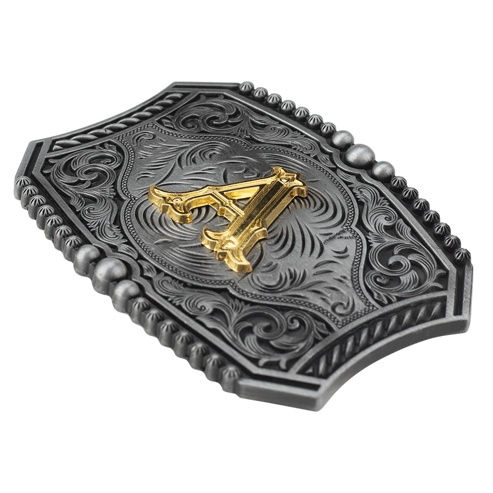 Unisex Zinc Alloy Belt Buckle, Cowboy ocidental, Letras A a Z, Unisex