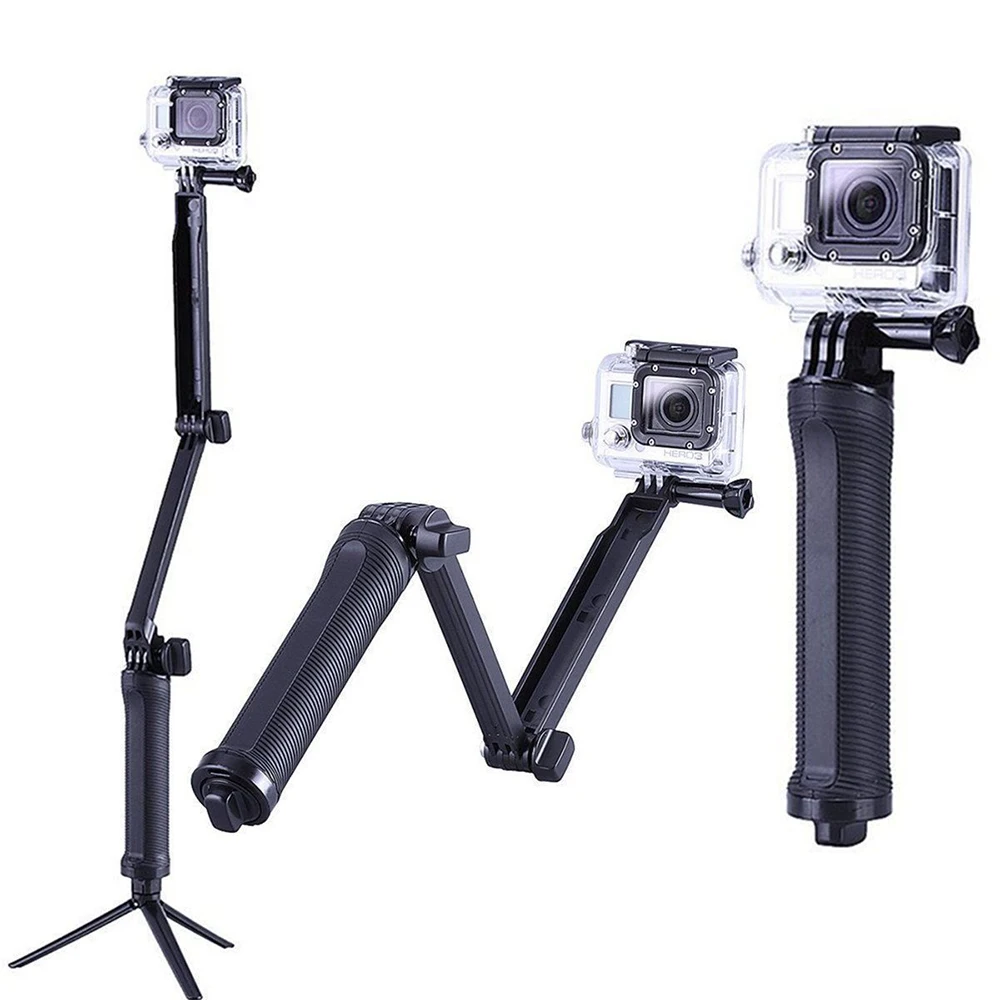 Foldable Waterproof 3-Way Grip Tripod Stand Monopod Selfie Stick For GoPro Hero 7 6 5 4 For Go Pro Accessory