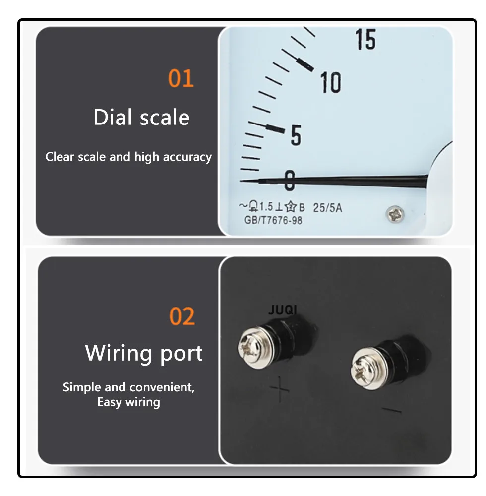 6L2 AC Ammeter 25A 30A 50A 100A 150A 200A 300A 500A 600A  Ammeter Pointer Instrument  80*80mm Mechanical Installation AC