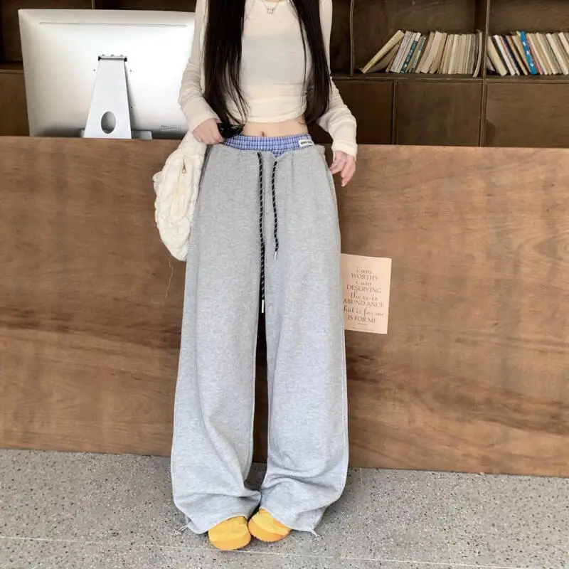 Mädchen Herbst Winter Boden Hosen Jogginghose Lose Breite Bein Hosen Drapieren Gerade Bein Hosen Weibliche Hohe Taille Jogginghose Großhandel