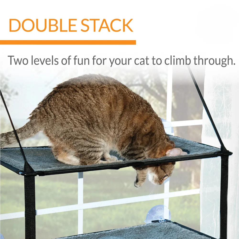 Balcony Cat Hammock Double-Layers Cat House Suction Cup Type Hanging Type Cat Hanging Basket Hanging Nest Cat Bed Window Pet Cat