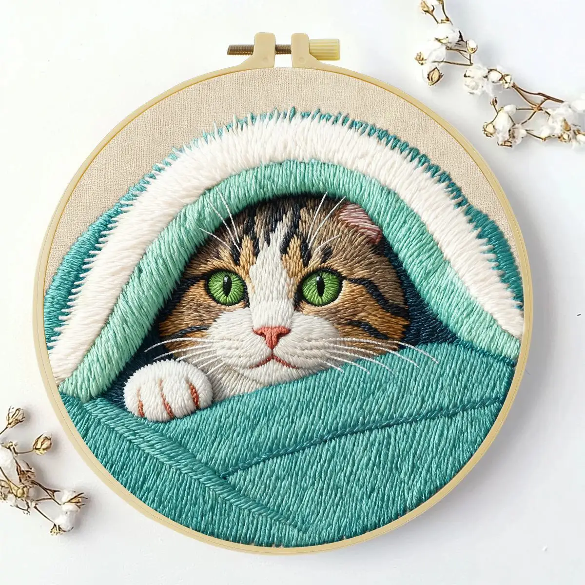 1 Stück 20X20CM/15X15CM 7,87/6,3 Zoll Tier - Katze Stickerei Starter-Kit DIY-Kit DIY-Stickerei-Set Handarbeiten Nadelkunst – Detail 2