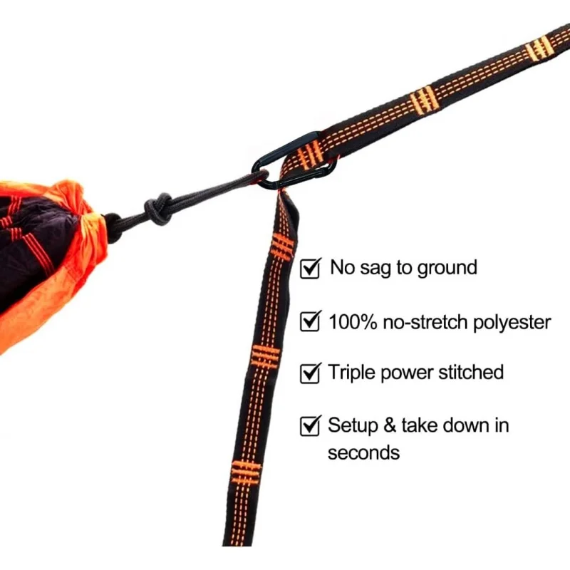 2PCS Hammock Tree Straps 78.7 Inch Adjustable Suspension Straps With Carabiners Storage Bag For Camping Swing image 5