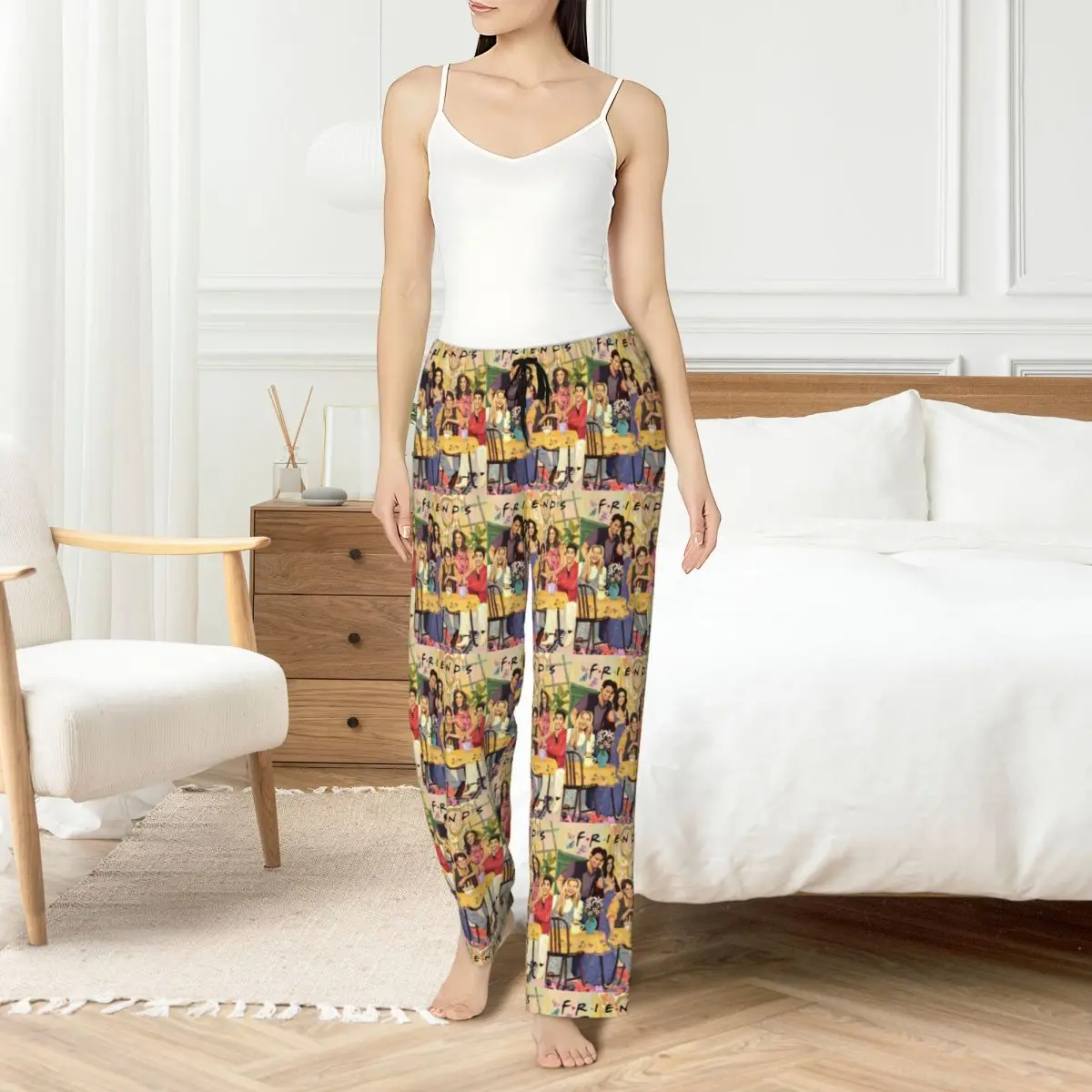 Custom Print Women Funny Friends TV Show Pajama Pants Sleepwear Sleep Lounge Bottoms with Pockets