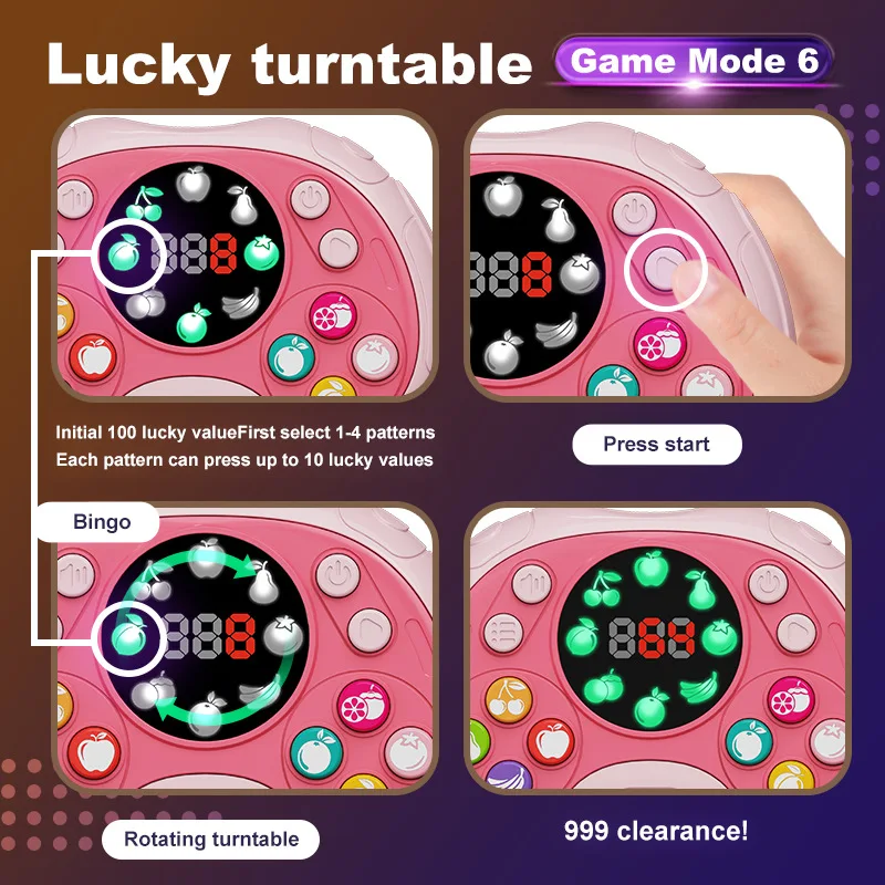 Children Level-breaking Quick Push Game Console Toys Fruit Matching Decompression Thinking Logic Concentration Handheld Kid Toys