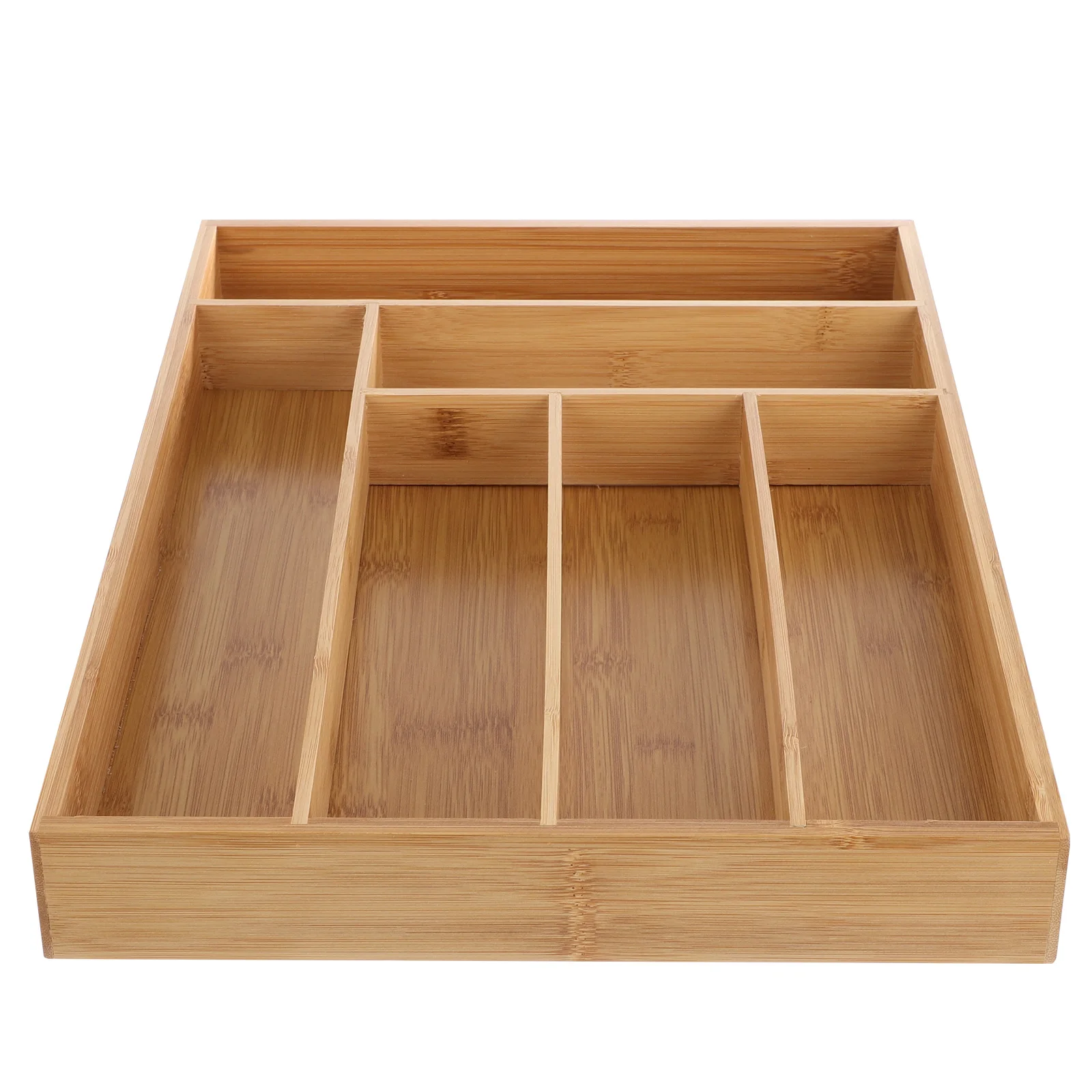 

1pc Bamboo Drawer Organizer Storage Case for Cutlery Tray Tableware Kitchen Small Items Holder Light Weight Simple Shape
