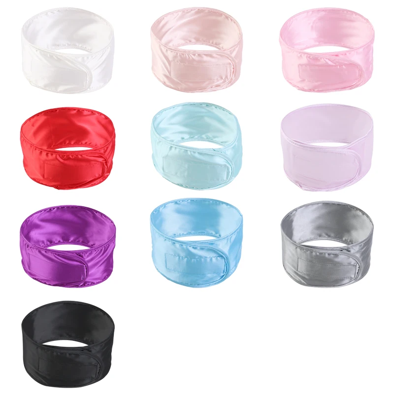 2PCS/LOT Silky Satin Adjustable Headband Make Up Head For Women Sleeping Yoga Spa Bath Nonslip Hair Wrap Strips Wash Face