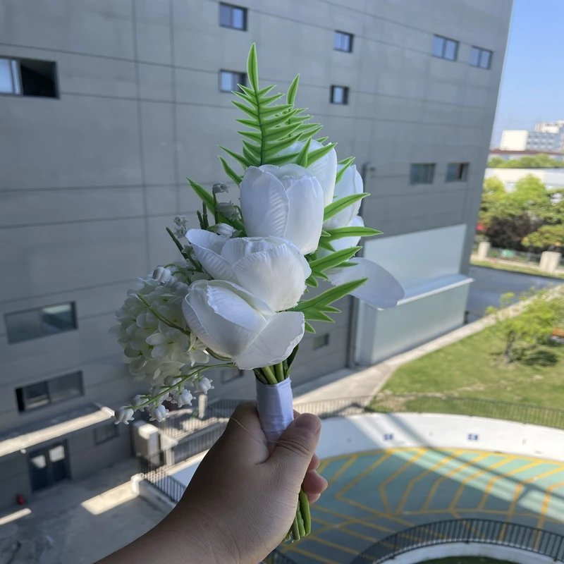 ramos de novias boda New style white bell flower tulip handheld flower