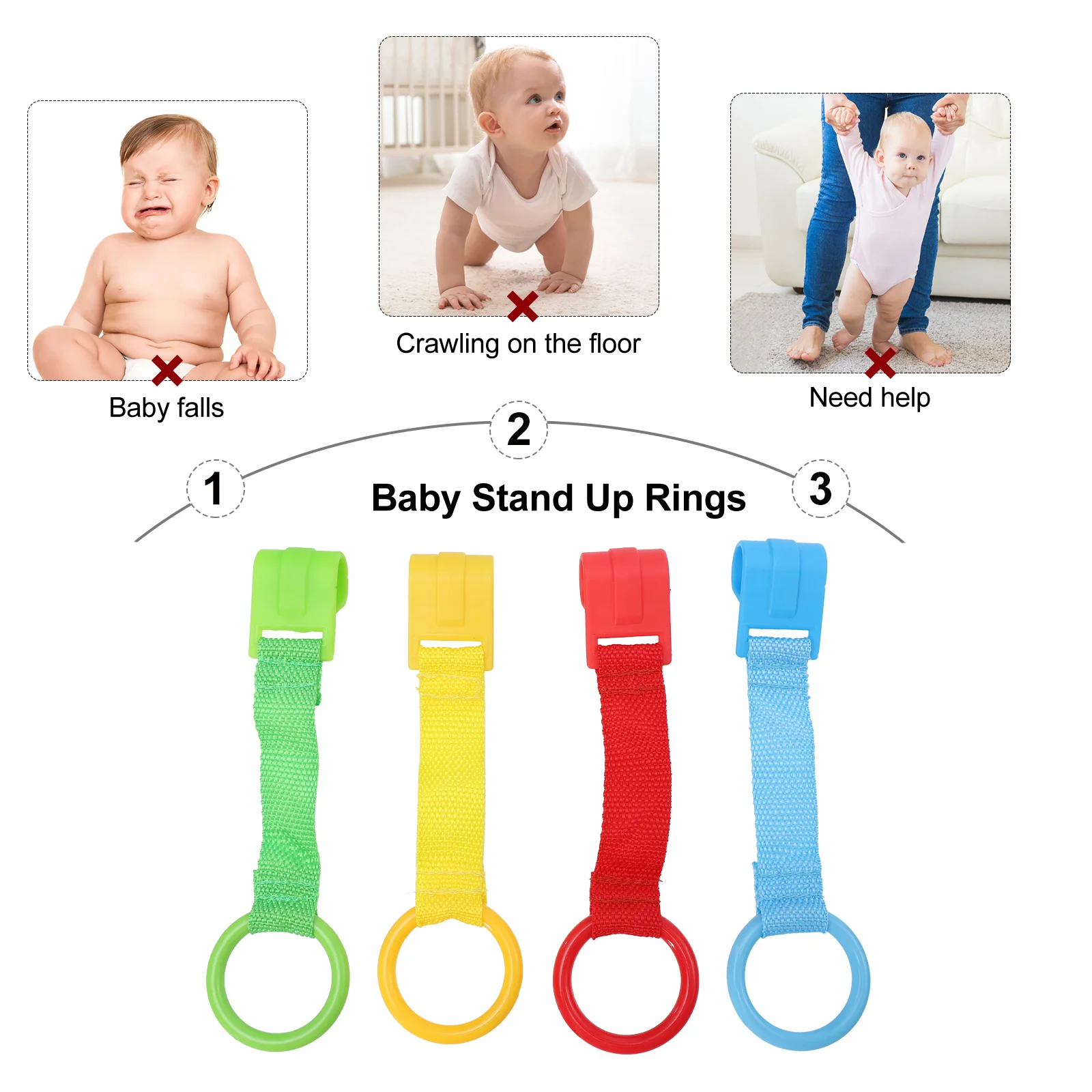 4 قطعة حلقات سحب الطفل صنعة جيدة التصميم الإبداعي المحمولة سرير معلق حلقة الوقوف حلقات سحب طفل المشي أداة