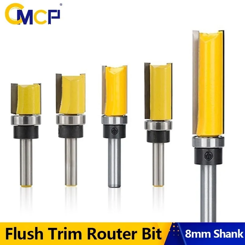 

CMCP 8mm Shank Flush Trim Router Bit Pattern Bit Template Wood Milling Cutter Straight Mill with Bearing Carpenter Tool