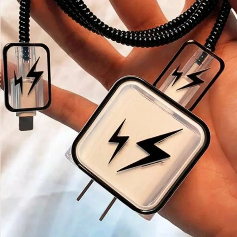 مجموعة واقيات شاحن البرق الشفافة لهاتف آيفون 15 14 منظم توفير سلك الشحن لجهاز أبل 18/20 وات كابل شفاف #1