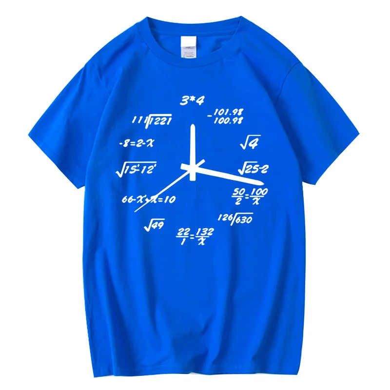 XINYI męska koszulka 100% bawełniany swobodny zabawny zegar matematyczny nadruk letni luźny dekolt z okrągłym dekoltem dla mężczyzn krótki rękaw T-Shirt męska bluzka